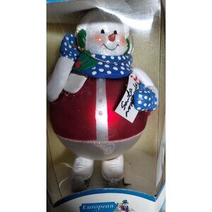 European‎ Glass Snowman Ornament By Santas Best Hand-Crafted Christmas Decor